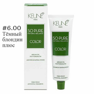 KEUNE SO PURE COLOR  #6.00 СТОЙКИЙ КРАСИТЕЛЬ ТЁМНЫЙ НАТУРАЛЬНЫЙ БЛОНДИН, С ПОКРЫТИЕМ СЕДИНЫ, 60 мл