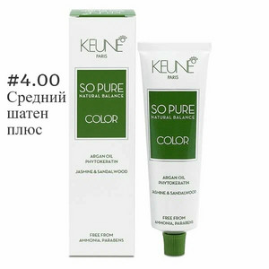 KEUNE SO PURE COLOR  #4.00 СТОЙКИЙ КРАСИТЕЛЬ СРЕДНИЙ НАТУРАЛЬНЫЙ ШАТЕН, С ПОКРЫТИЕМ СЕДИНЫ, 60 мл